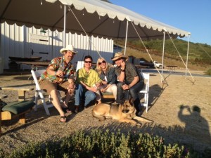 Jack, KB, Dawn, ME(!) and wonderful Ginger the German Shep .. at dusk ... at Galante Vineyards