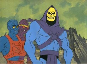 Skeletor ... Blinded by the Mighty Meemies of She-Ra or just a rip-off of Ghost Rider in Dungeons & Dragons drag?