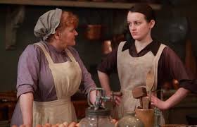 "Daisy, you daft little baggage, how many times do I have to say it? Never tell a cheeky suitor you're well-known for your Bubble-and-Squeak. Bubble-and-Squeak always leads to demands for Toad-in-the-Hole, and when a girl starts down that path, there's nothin' left but heartbreak and a little Spotted Dick in the end.  Trust a woman of experience, Daisy. The last thing you want is a lifetime of Spotted Dick, especially in the end. Now tend to that Hollandaise before it curdles and I have to box your funny little ears."