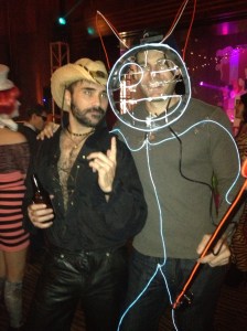 Yours Truly, Halloween 2014, The Clift Hotel Party, San Francisco. (Don't know who the electrified cat was, but few could keep their paws off me that night. Must have been the hat ...)